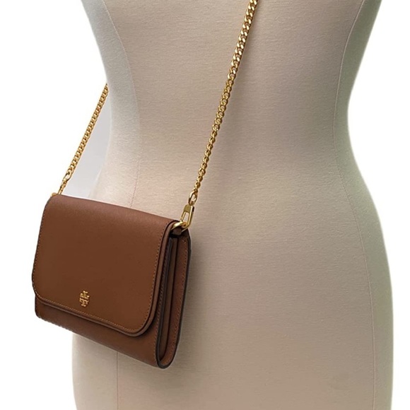 NEW Tory Burch bag crossbody 2 straps camel color brown leather NWT - Picture 7 of 11